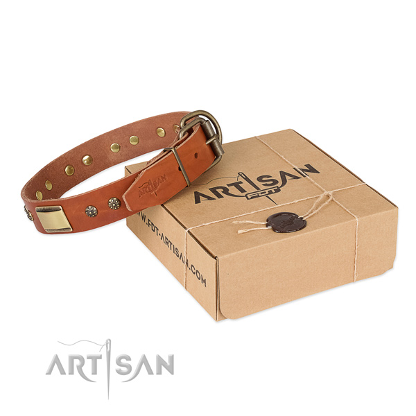 Perfect fit genuine leather collar for your handsome doggie