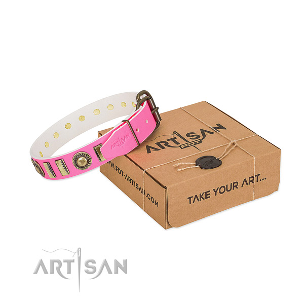 Soft full grain leather dog collar handmade for your pet