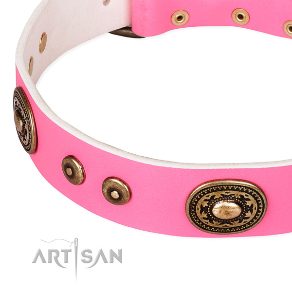 Full grain genuine leather dog collar made of top rate material with embellishments