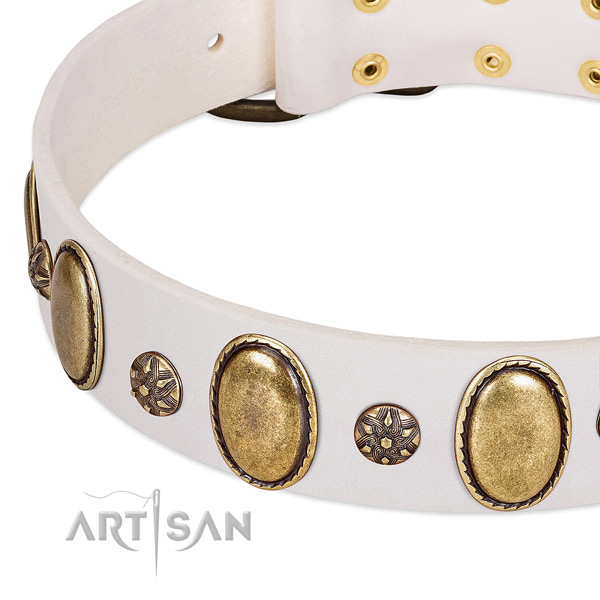 Easy wearing top rate natural genuine leather dog collar