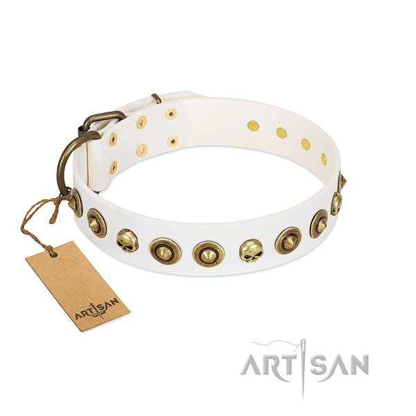 Genuine leather collar with fashionable decorations for your canine