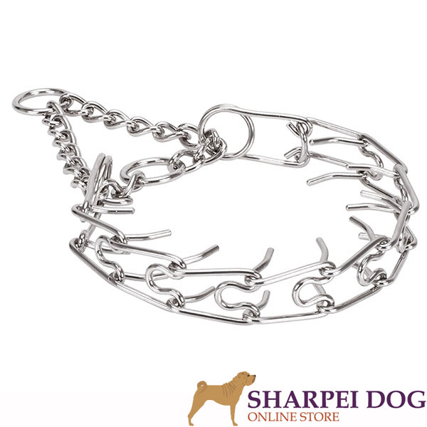 Rust resistant dog prong collar with stainless steel removable links