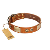 "Perfect Blend" FDT Artisan Tan Leather Sharpei Collar 1 1/2 inch (40 mm) wide